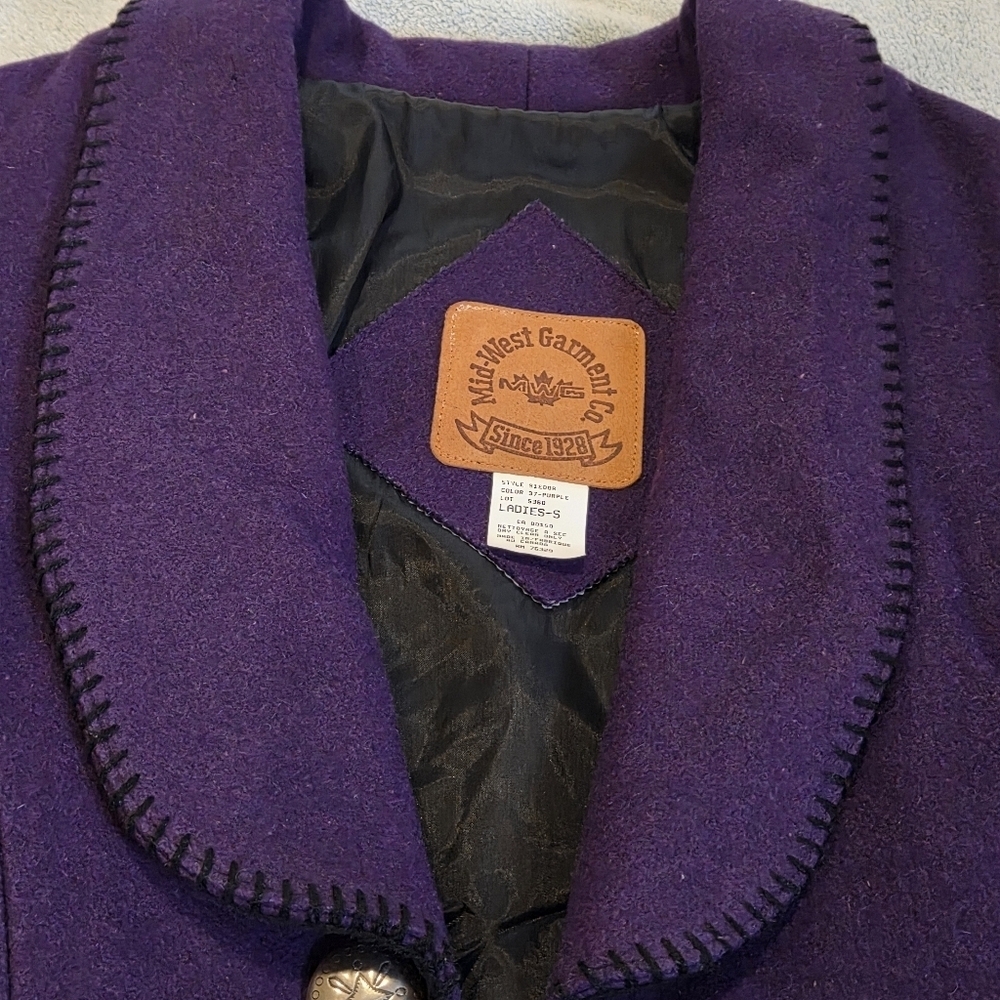 Vintage Women's Western Bolero Wool Jacket Mid West Garment Co. Purple Small - Picture 6 of 14